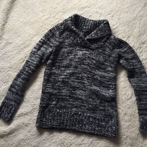 Black & White Sweater with Foldover Collar